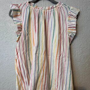 THML Rainbow Stripe Flutter Sleeve Top